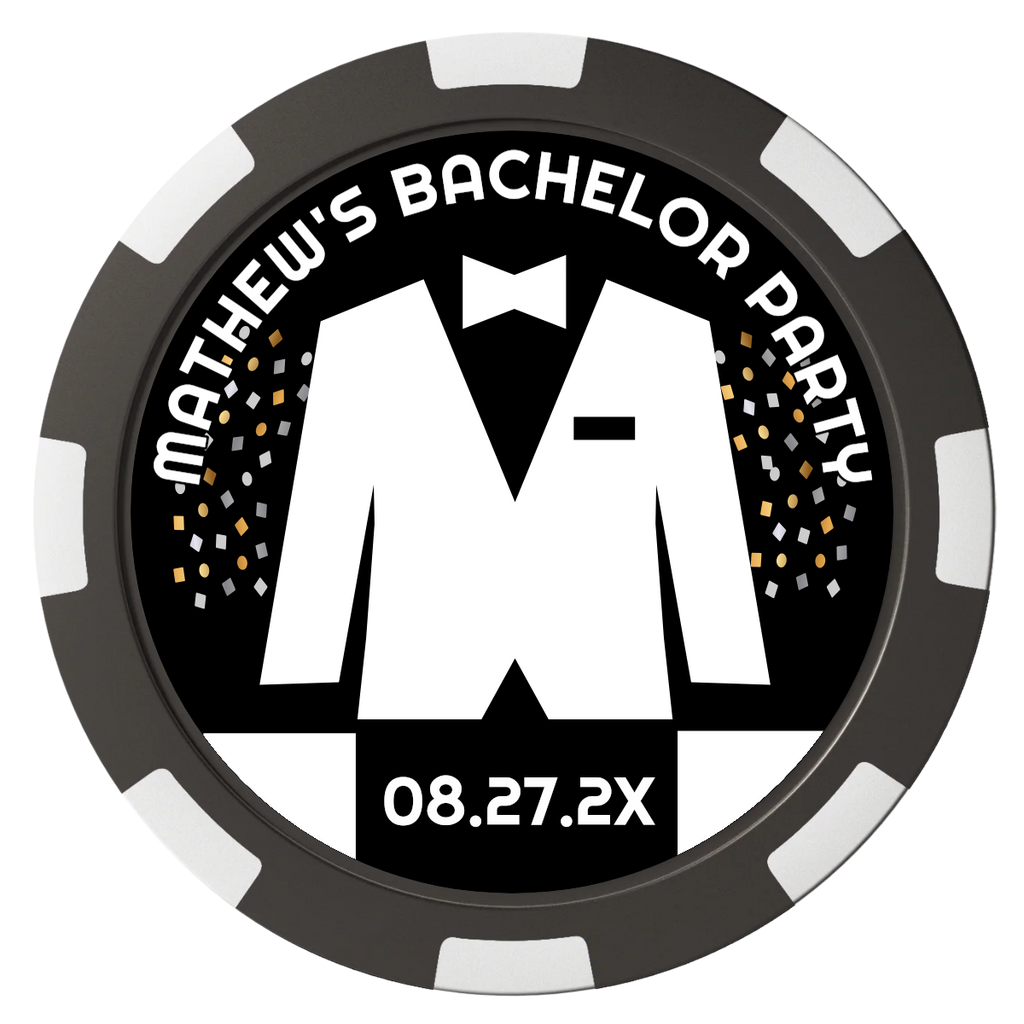 Bachelor No More Bowtie Composite Poker Chips - Black / 8 Spot - Back