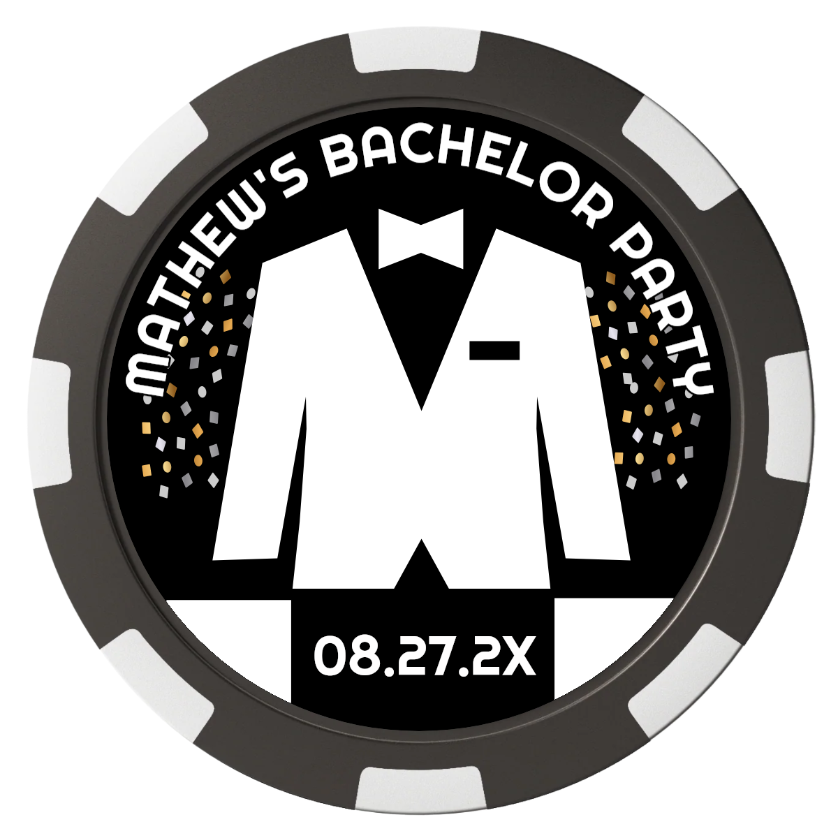 Bachelor No More Bowtie Composite Poker Chips - Black / 8 Spot - Back