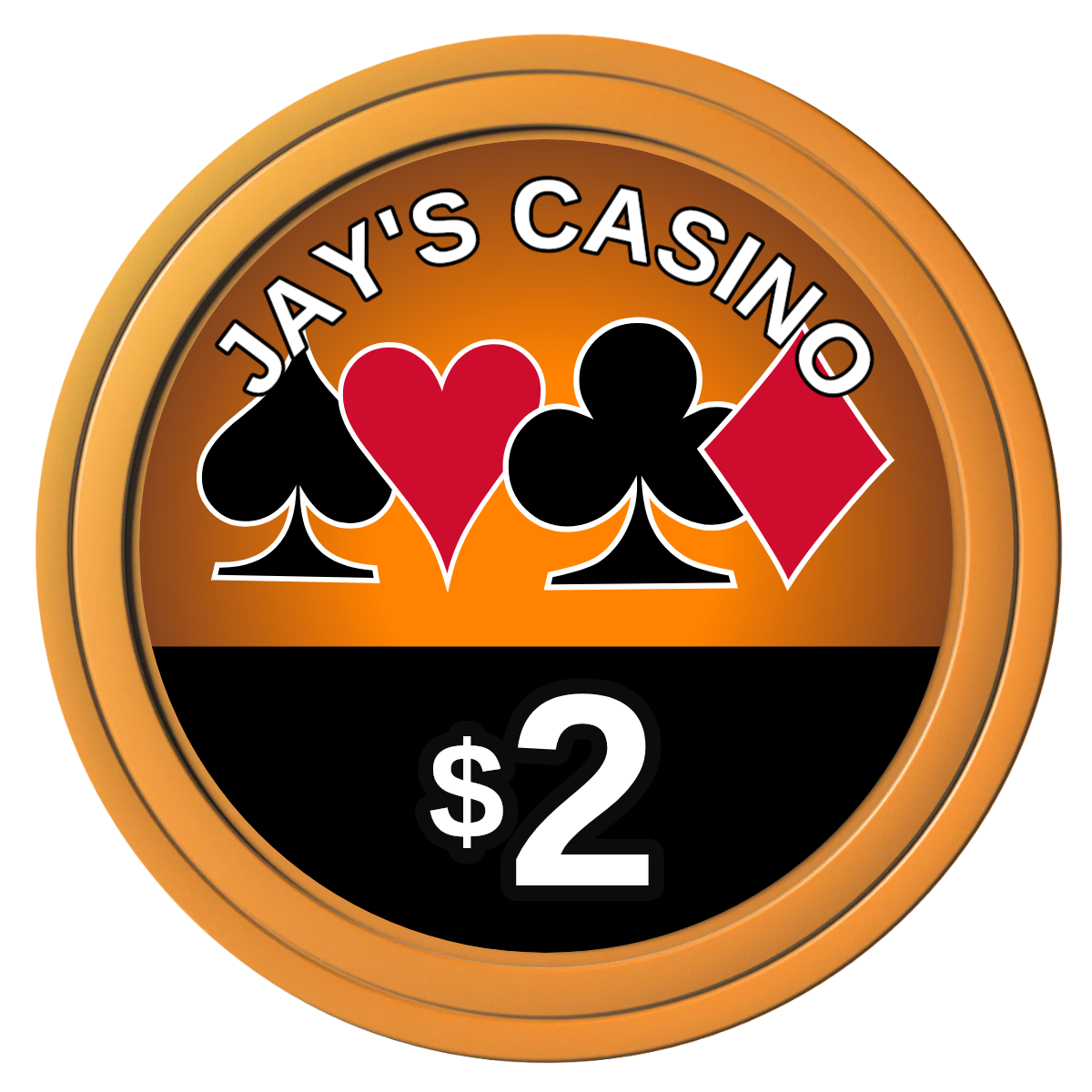 Jay's Casino Composite Poker Chips - Orange / Solid - Front
