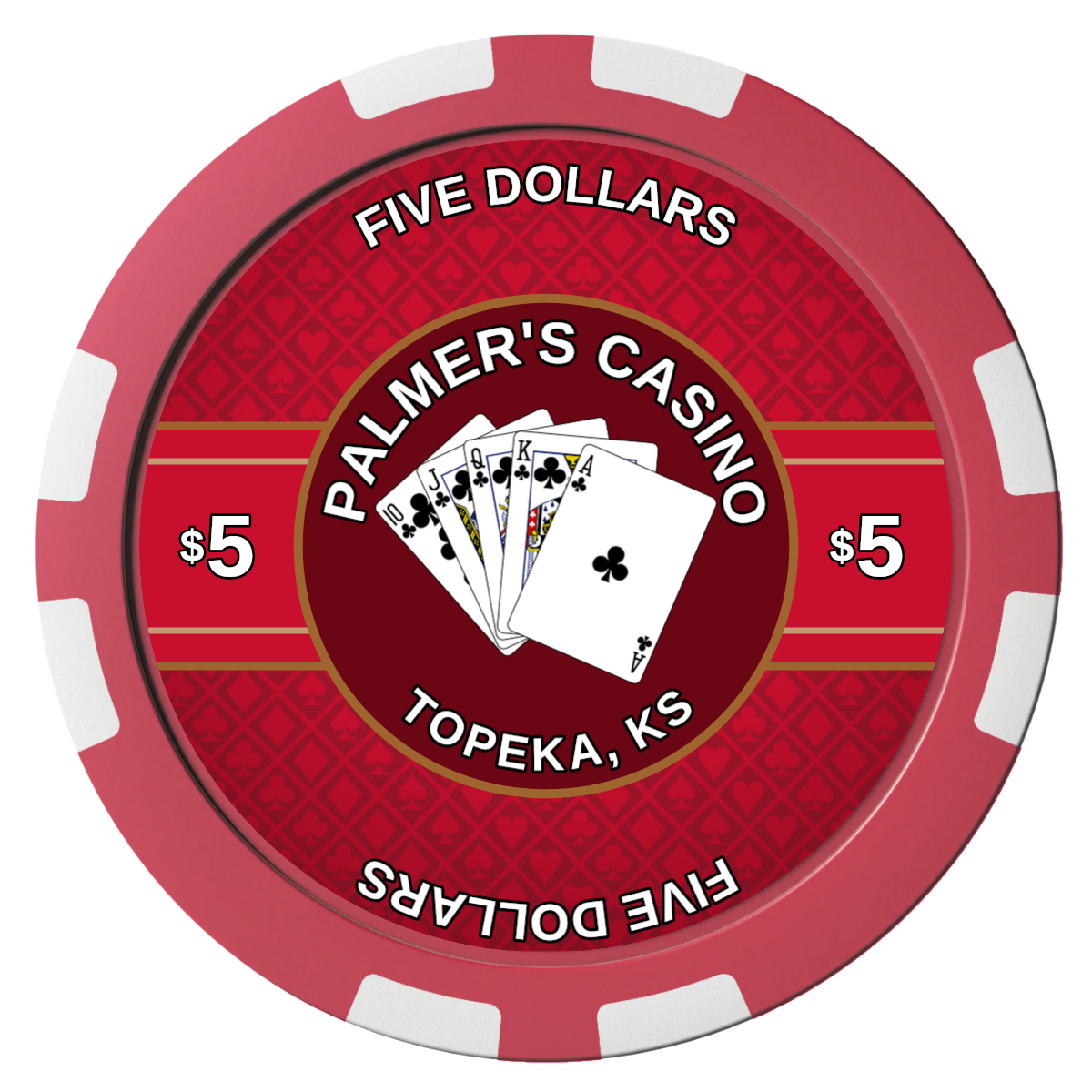 Palmer's Casino Composite Poker Chips - Red / 8 Stripe - Front