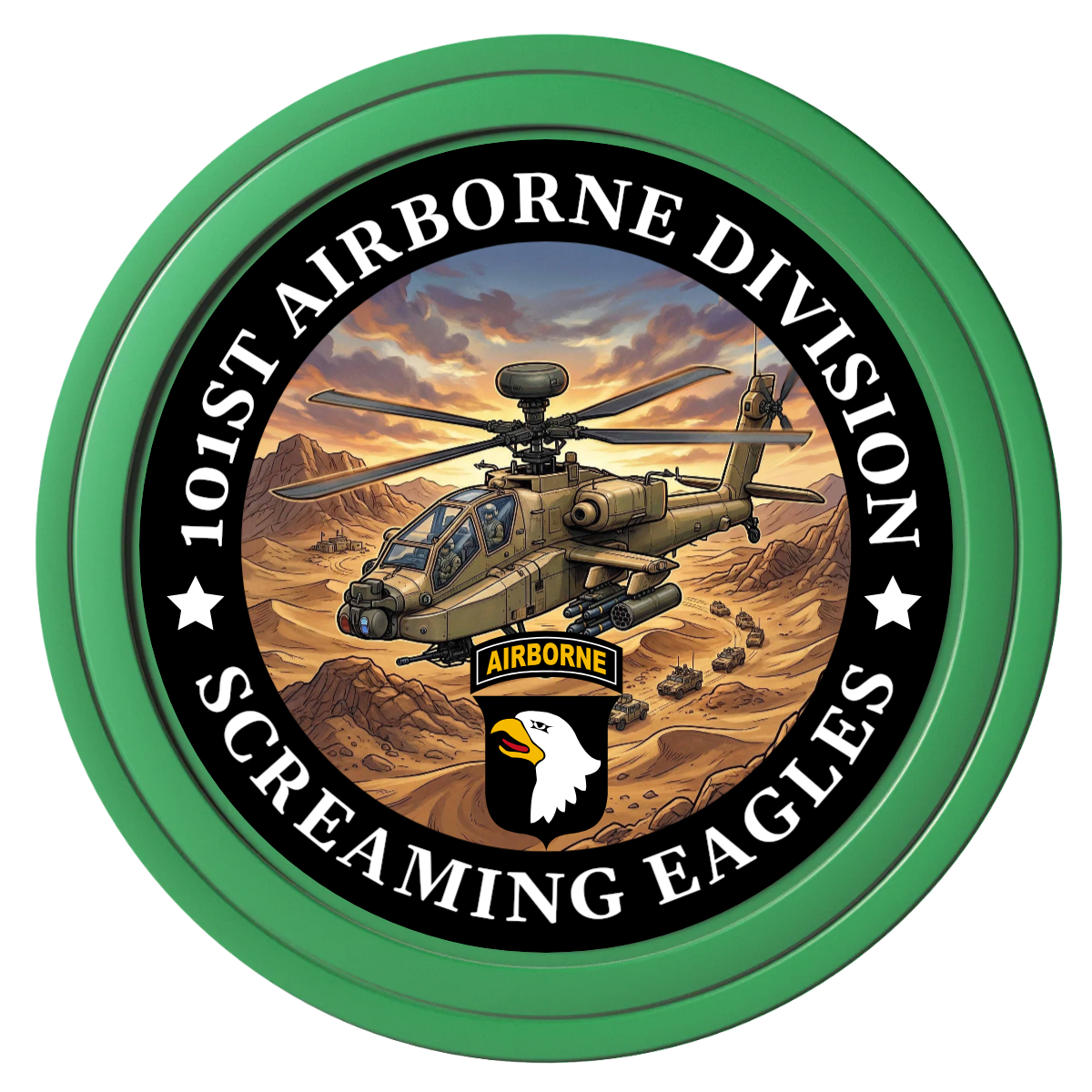 Army Airborne Composite Poker Chips - Green / Solid - Front