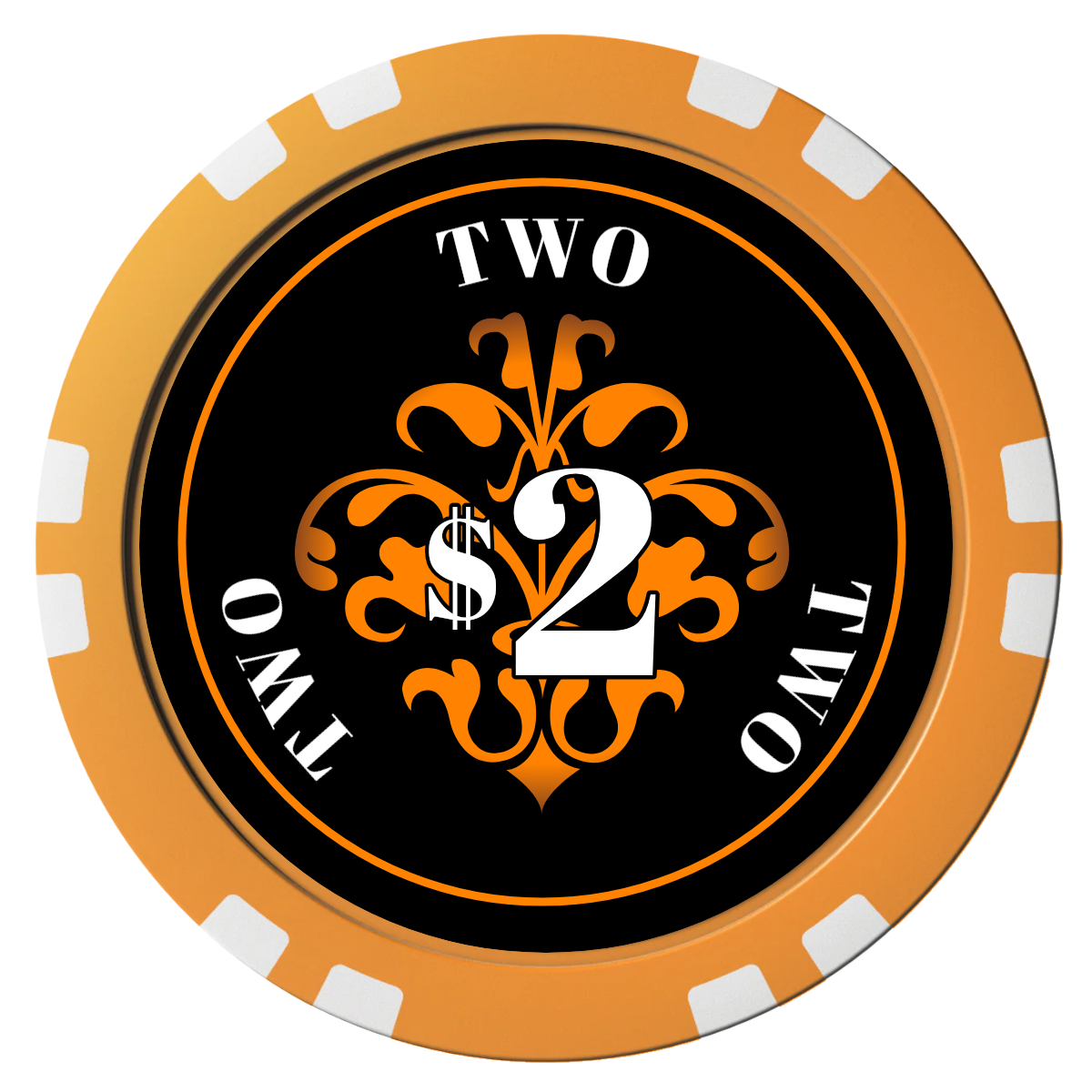 Gothic Revival Composite Poker Chips - Orange / Double Stripe - Front
