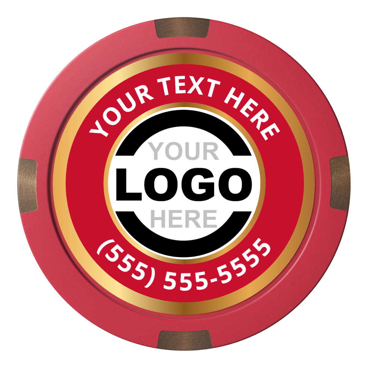 Simple Gold Ring Composite & Metal Hybrid Poker Chips - Red - Back