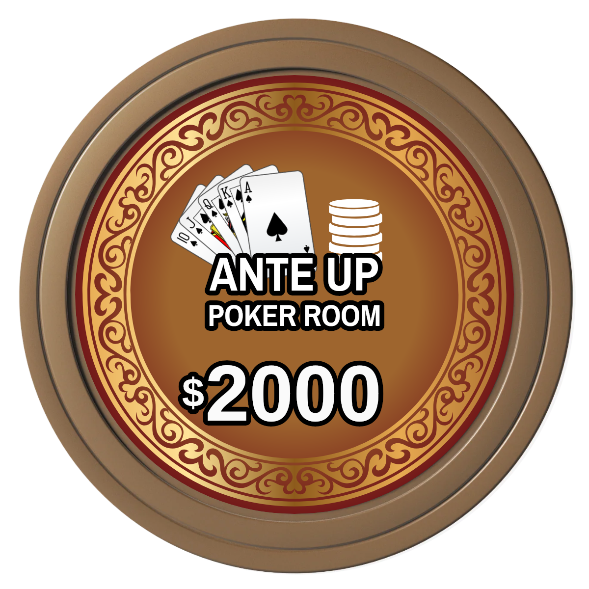 Ante Up Poker Room Composite Poker Chips - Brown / Solid - Front