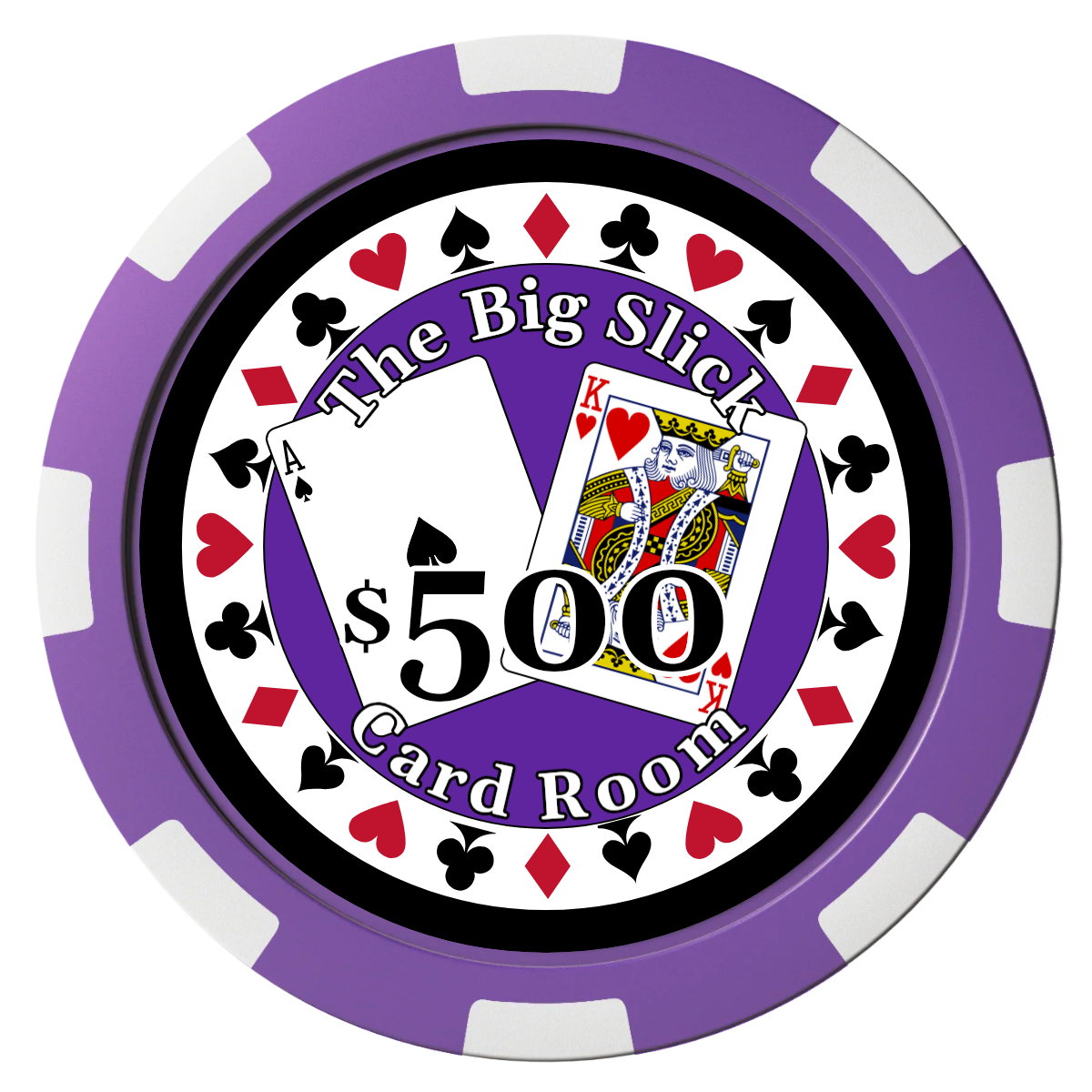 AK Big Slick Composite Poker Chips - Purple / 8 Spot - Front