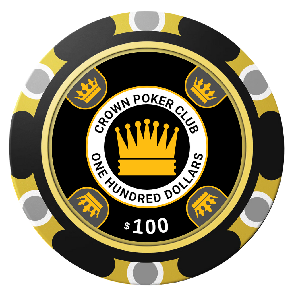 Crown Card Room Clay Poker Chips - Black / Monte Carlo / 40mm - Back