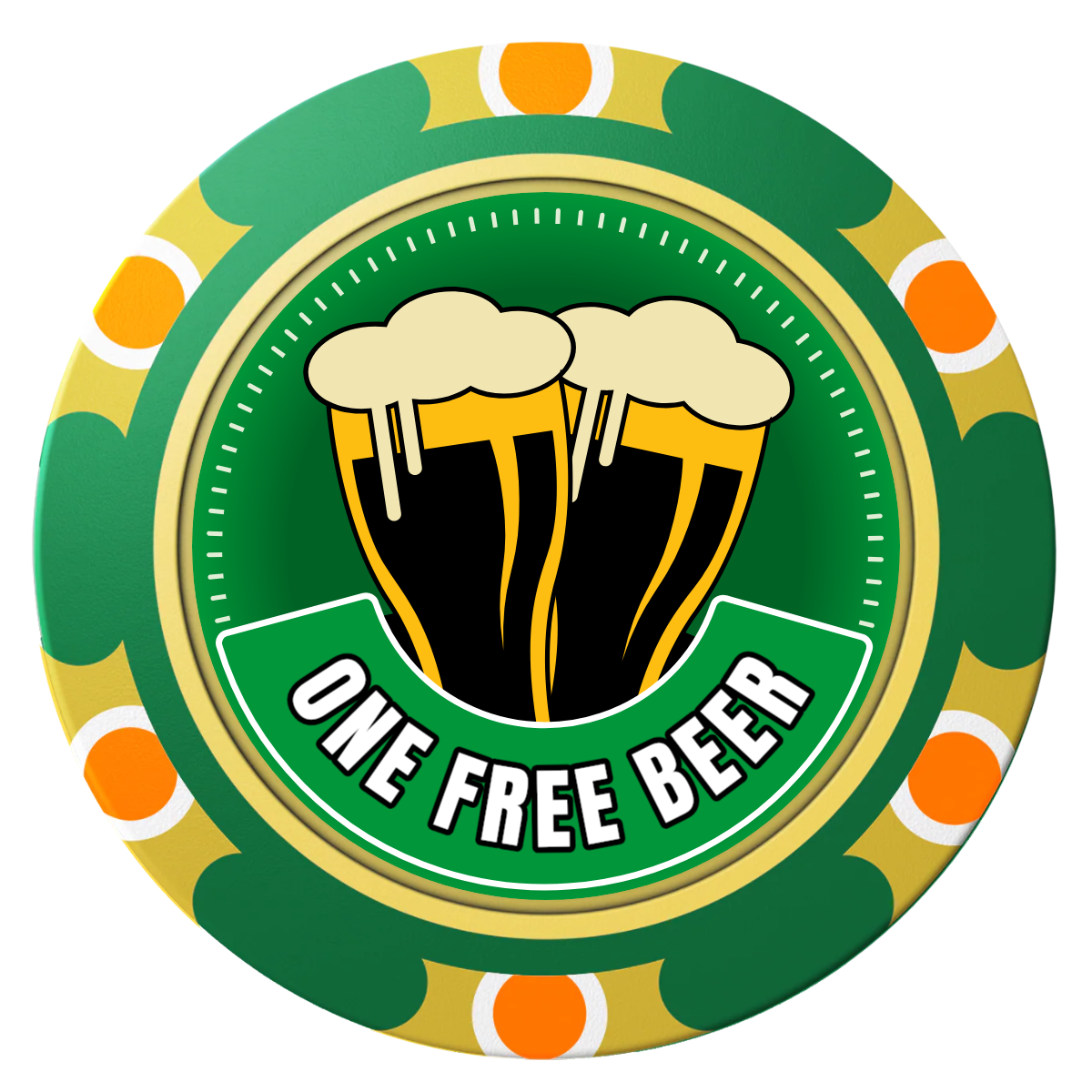 Double Pint 2 Clay Poker Chips - Green / Monte Carlo / 40mm - Front