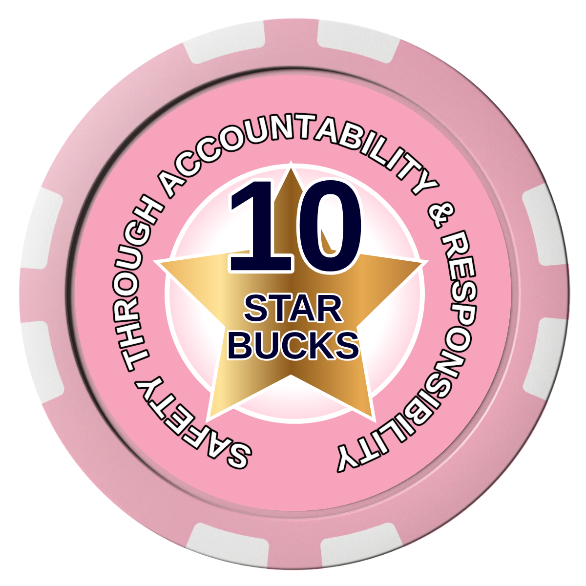 Safety Star Composite Poker Chips - Pink / 8 Stripe - Front