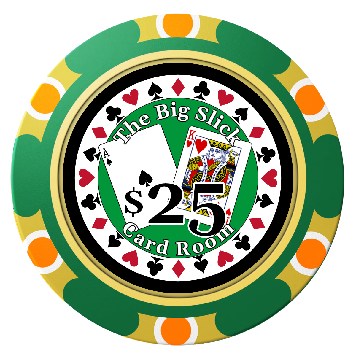 AK Big Slick Clay Poker Chips - Green / Monte Carlo / 40mm - Front