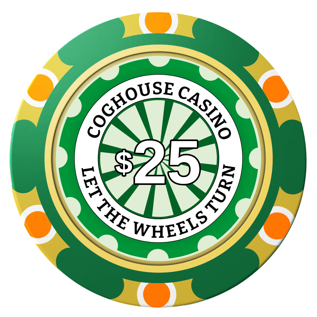 Cog House Clay Poker Chips - Green / Monte Carlo / 40mm - Front
