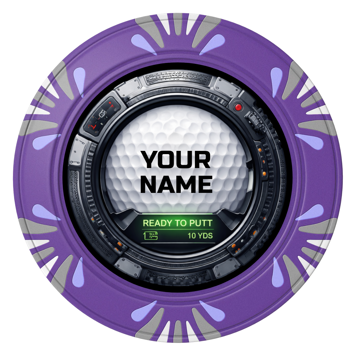 Auto Marked IV Clay Poker Chips - Purple / Macau / 40mm - Front