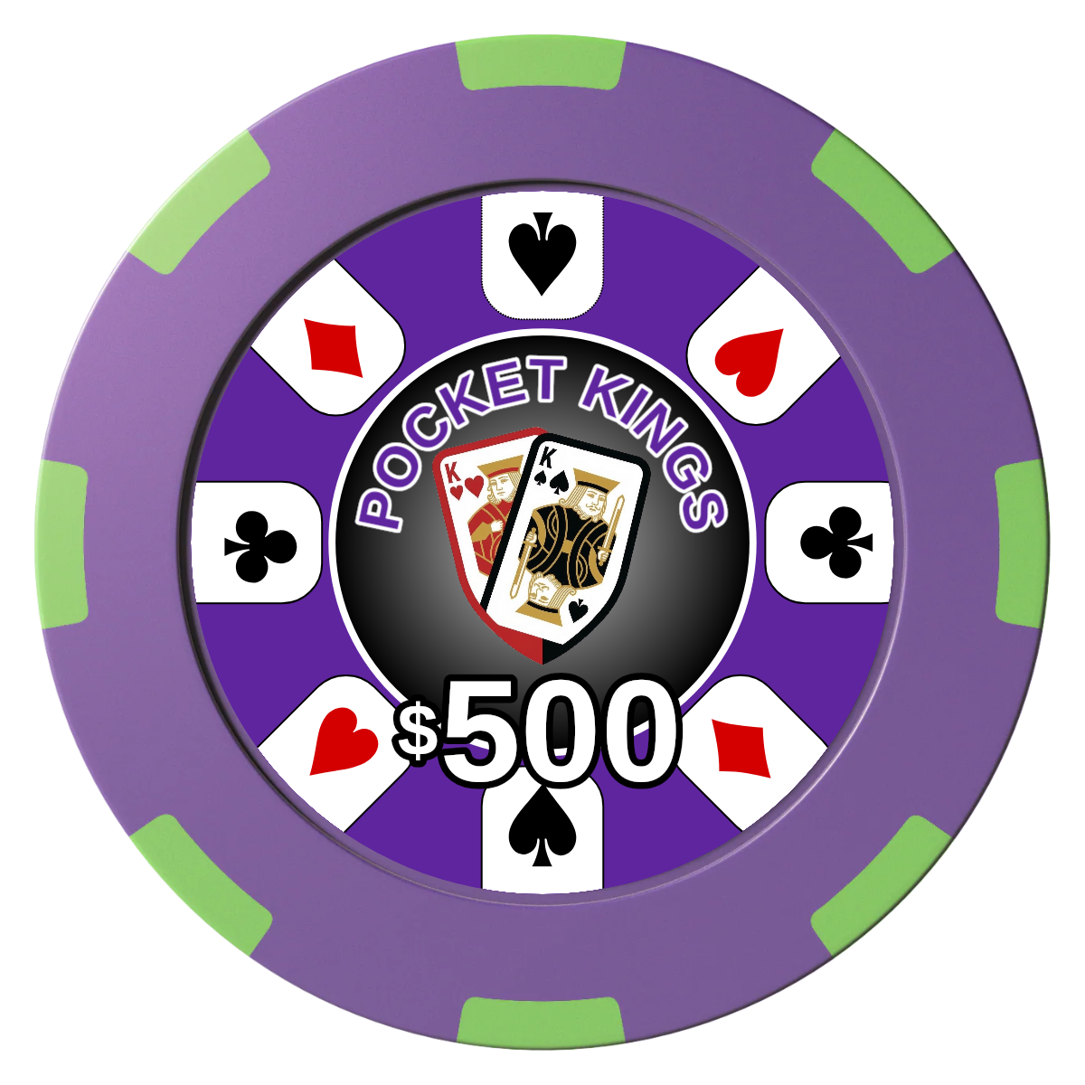 Pocket Kings Clay Poker Chips - Purple / 8 Spot (2 Tone) / 40mm - Front