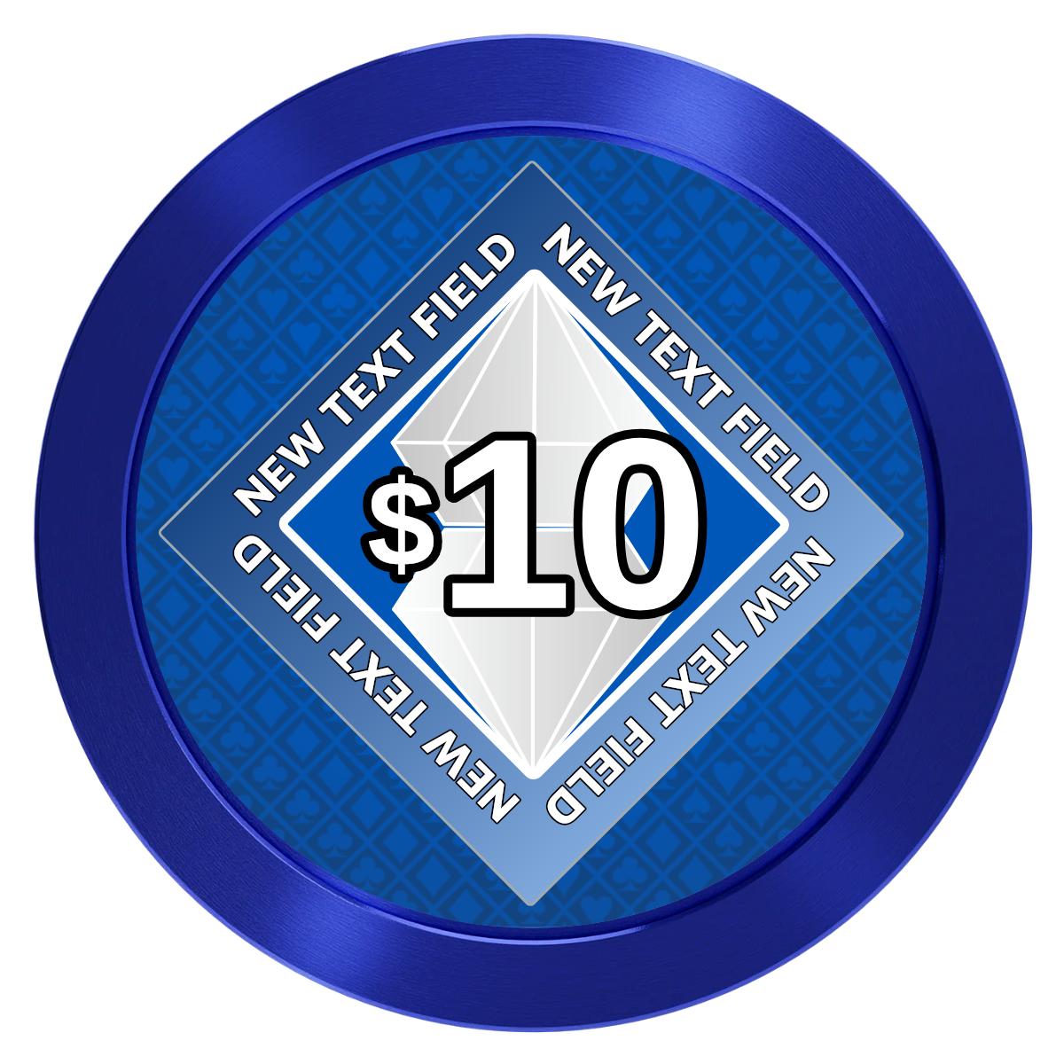 Diamond in the Rough Aluminum Poker Chips - Blue - Front