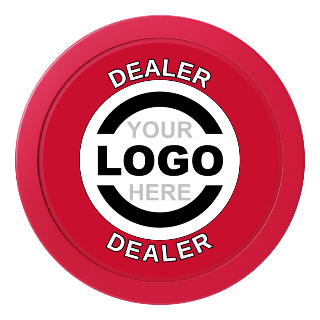 Branded Logo 2" Composite Dealer Button - Red - Back