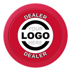 Branded Logo 2" Composite Dealer Button - Red - Back