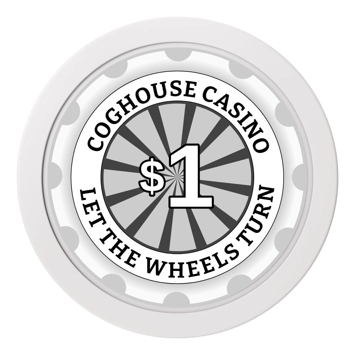 Cog House 2" Oversized Poker Chips - White - Back