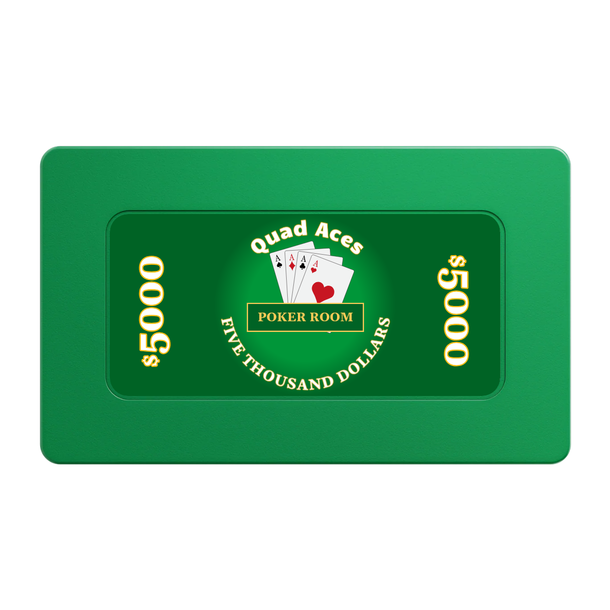 Quad Aces Rectangular Poker Chip Plaques - Green - Back