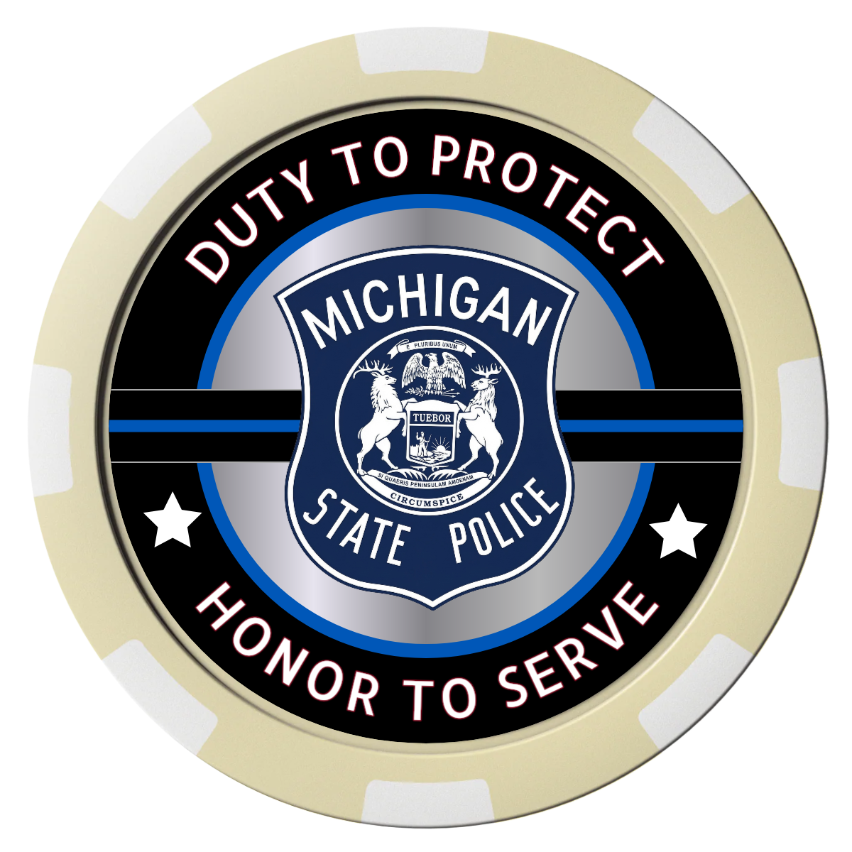 Police Department #01 Composite Poker Chips - Ivory / 8 Spot - Front