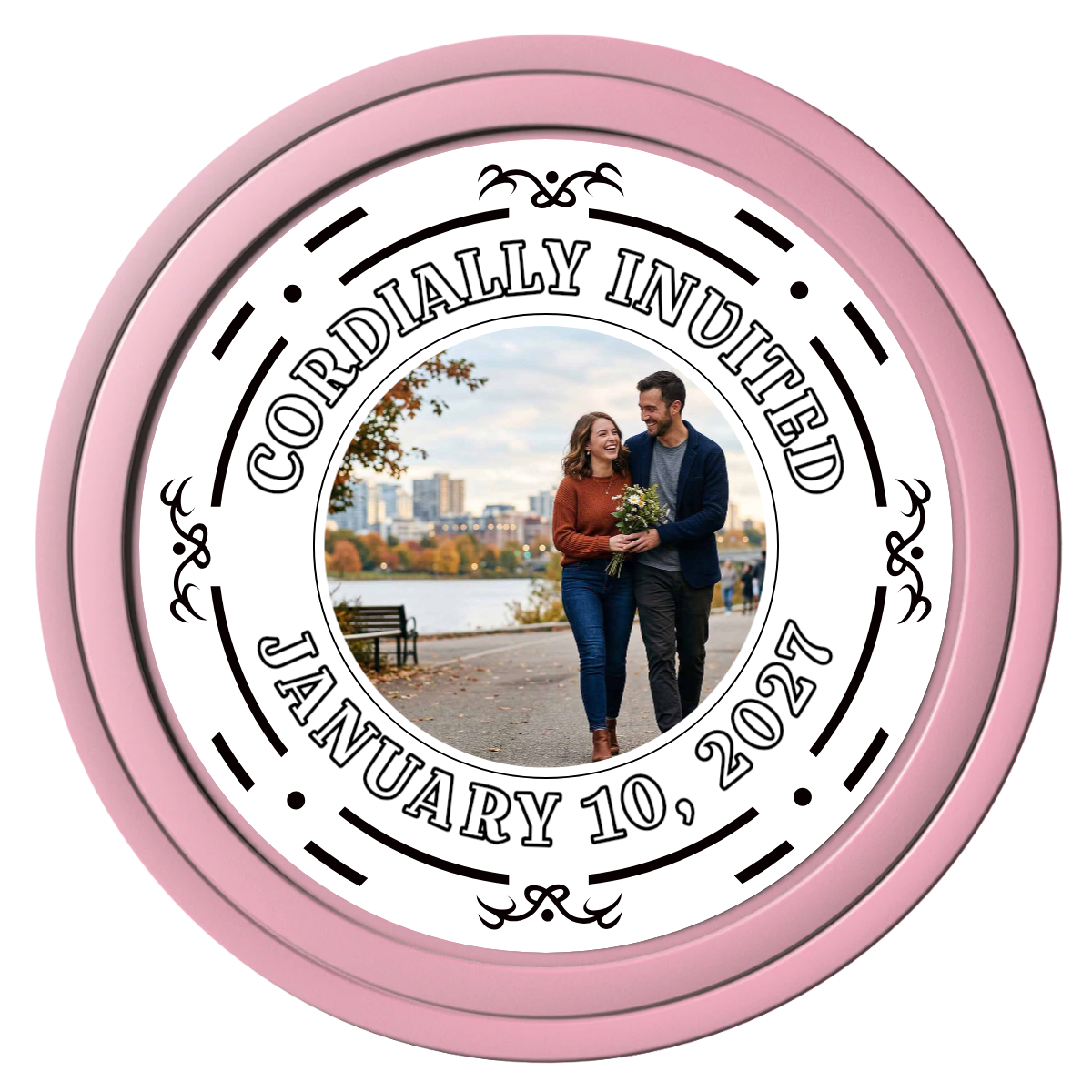 Save the Date Element Composite Poker Chips - Pink / Solid - Front