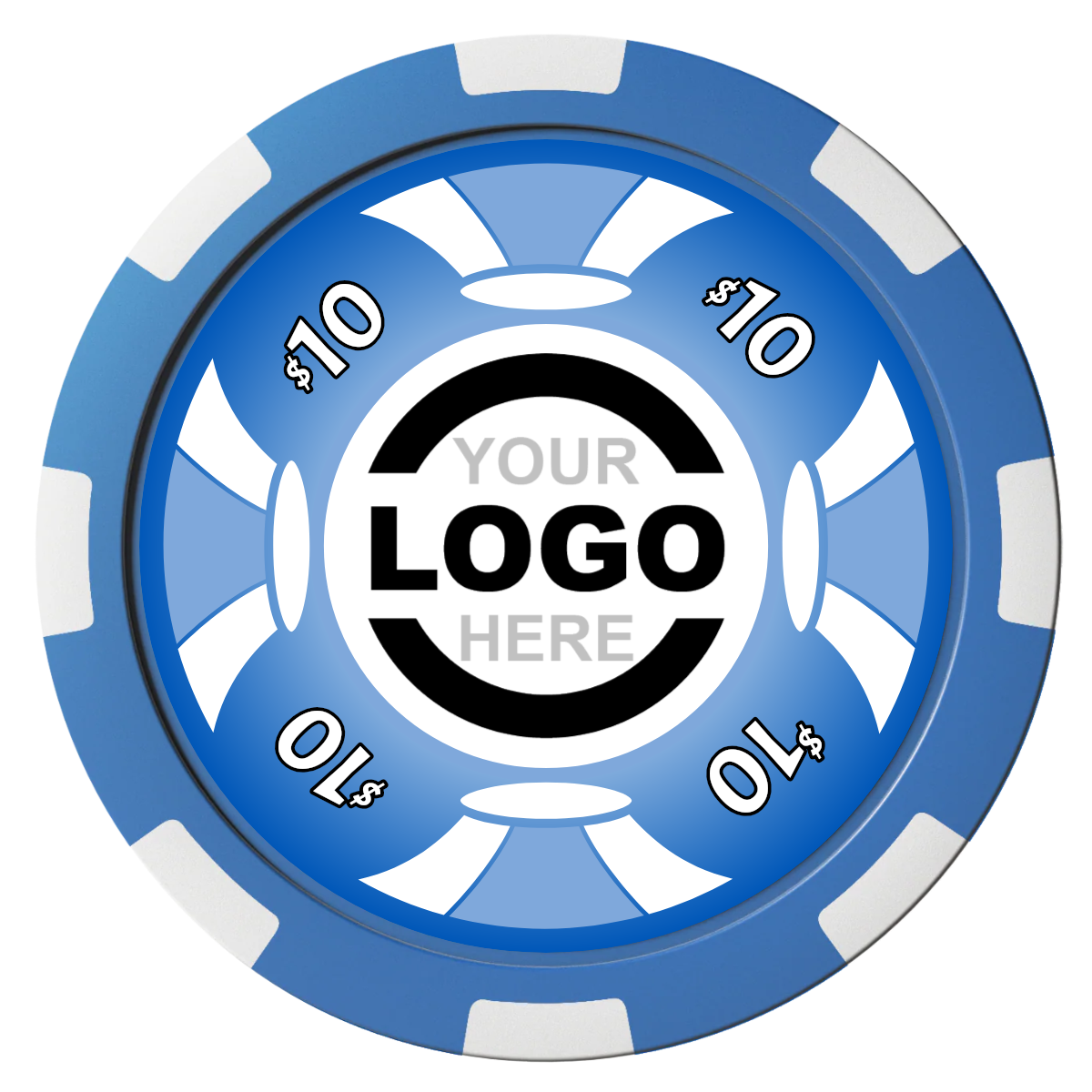 Alan Baker 4-2S A Composite Poker Chips - Blue / 8 Spot - Front