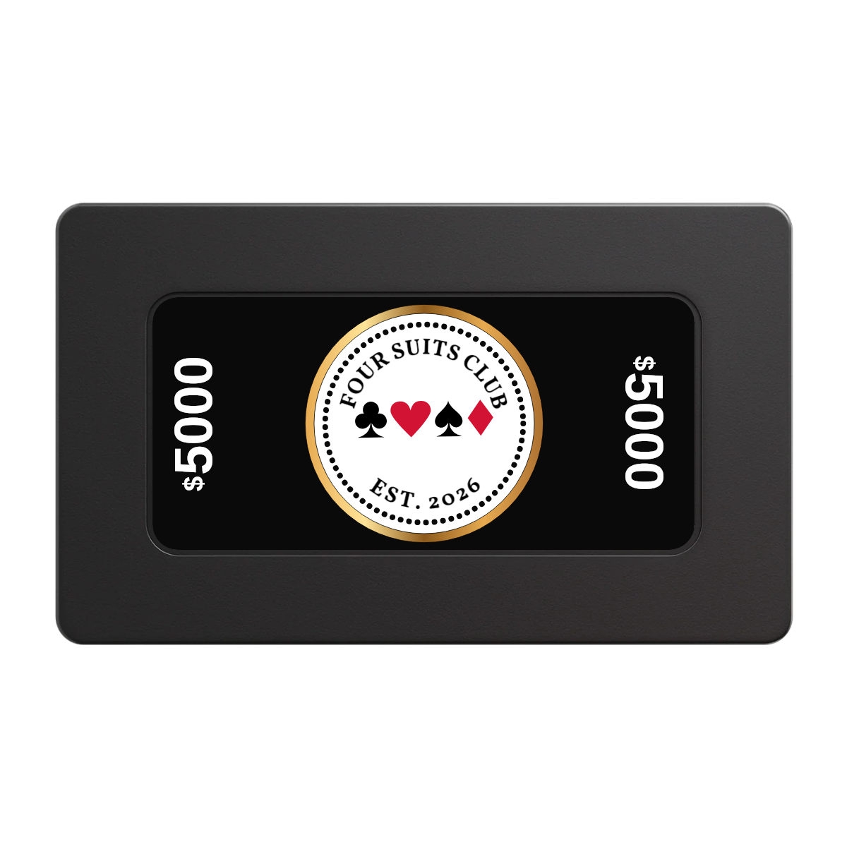 Fours Suits Club Rectangular Poker Chip Plaques - Black - Front