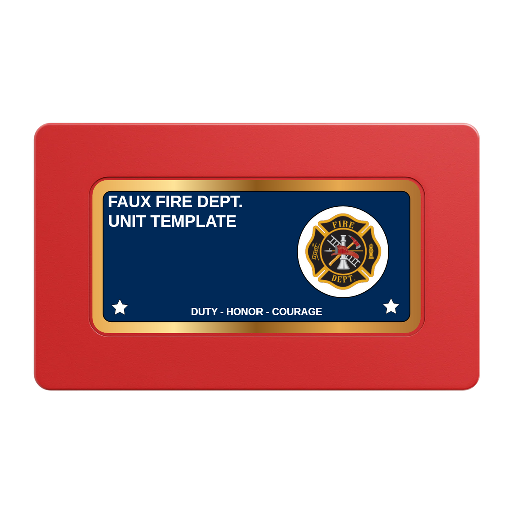 Faux Fire Dept. #01 Rectangular Poker Chip Plaques - Red - Front