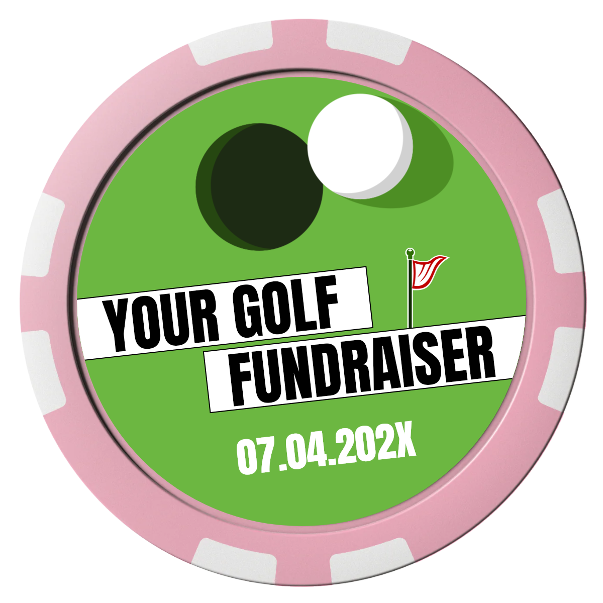 Putting Around Tournament Composite Poker Chips - Pink / 8 Stripe - Front