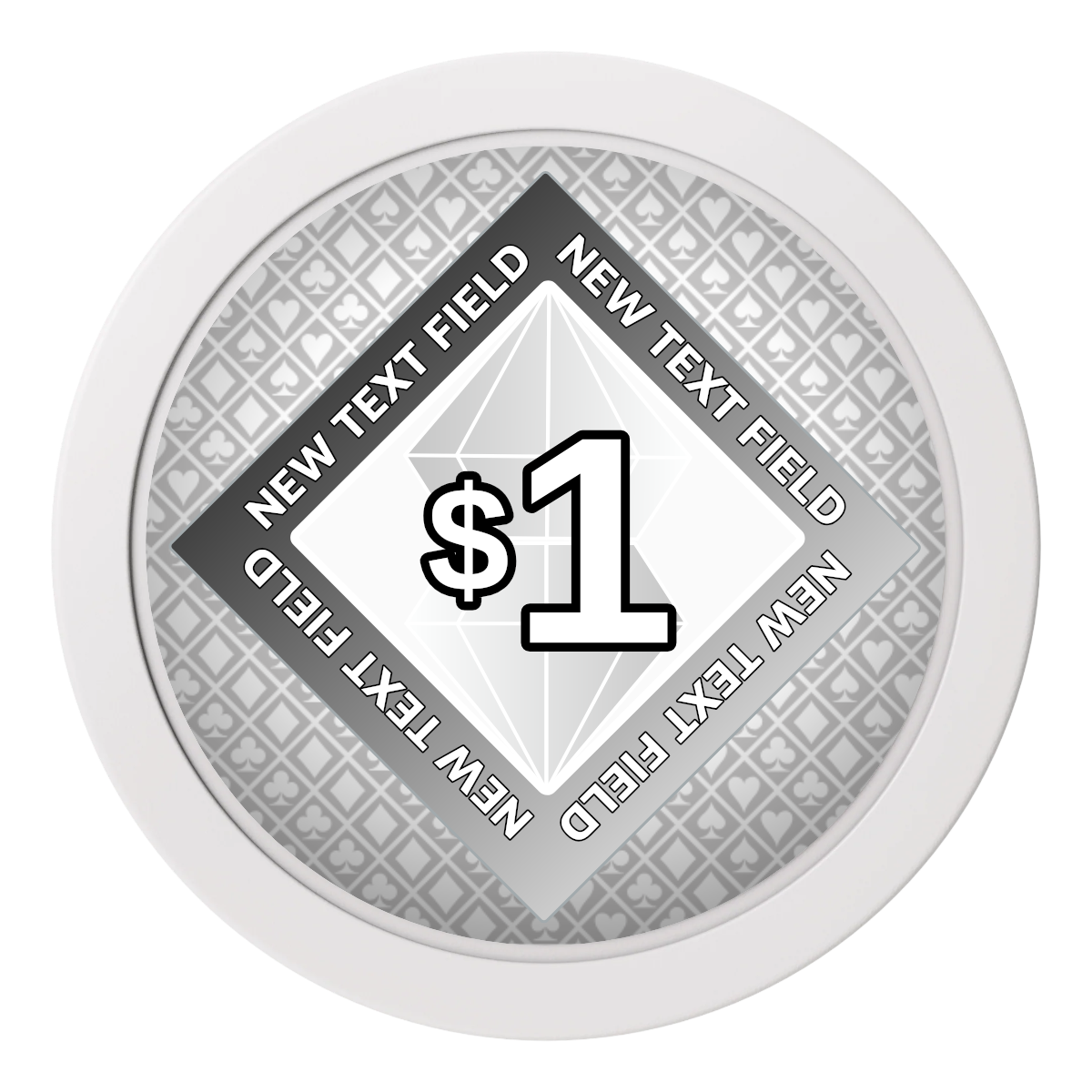 Diamond in the Rough 2" Oversized Poker Chips - White - Front
