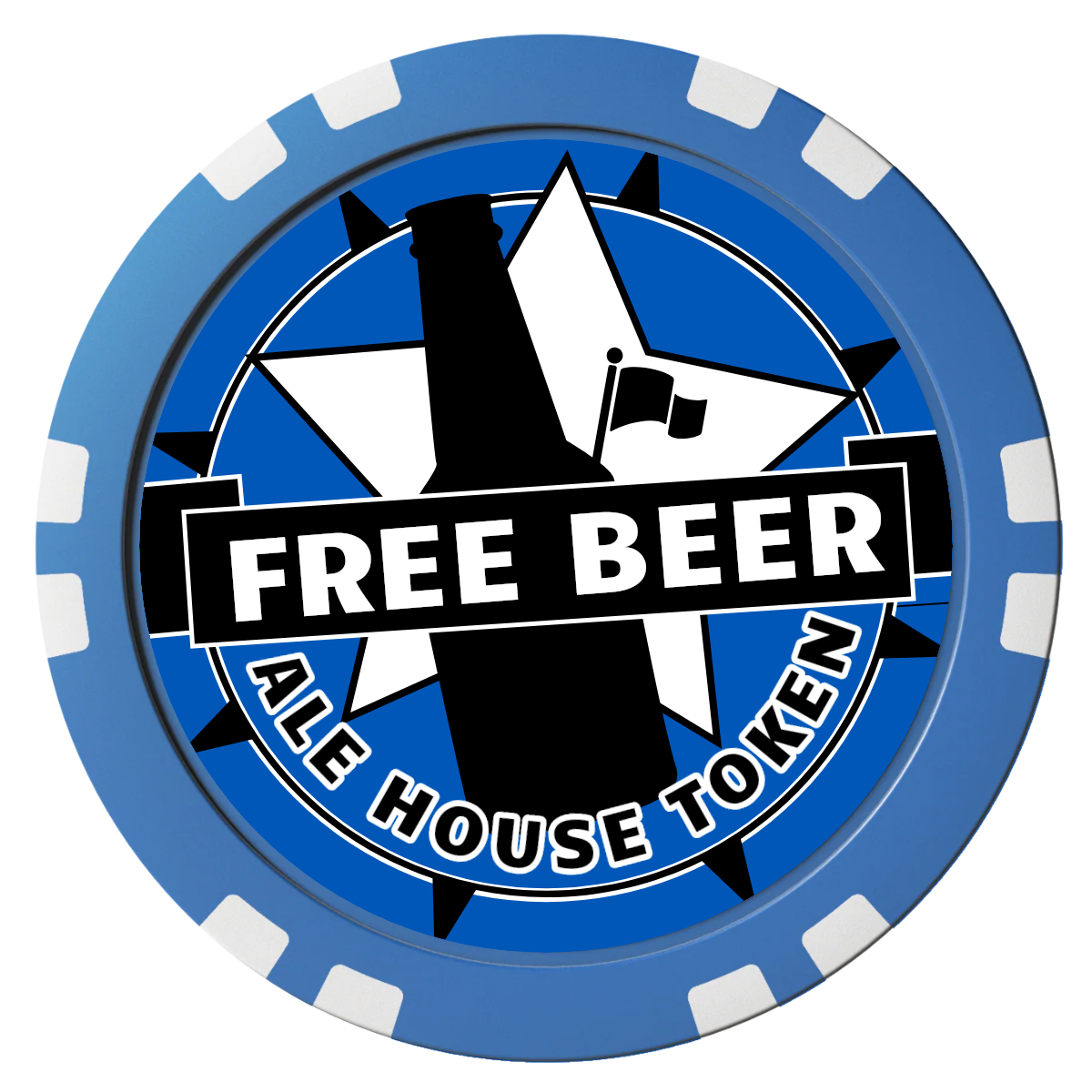 Free Beer Drink Composite Poker Chips - Blue / Double Stripe - Front