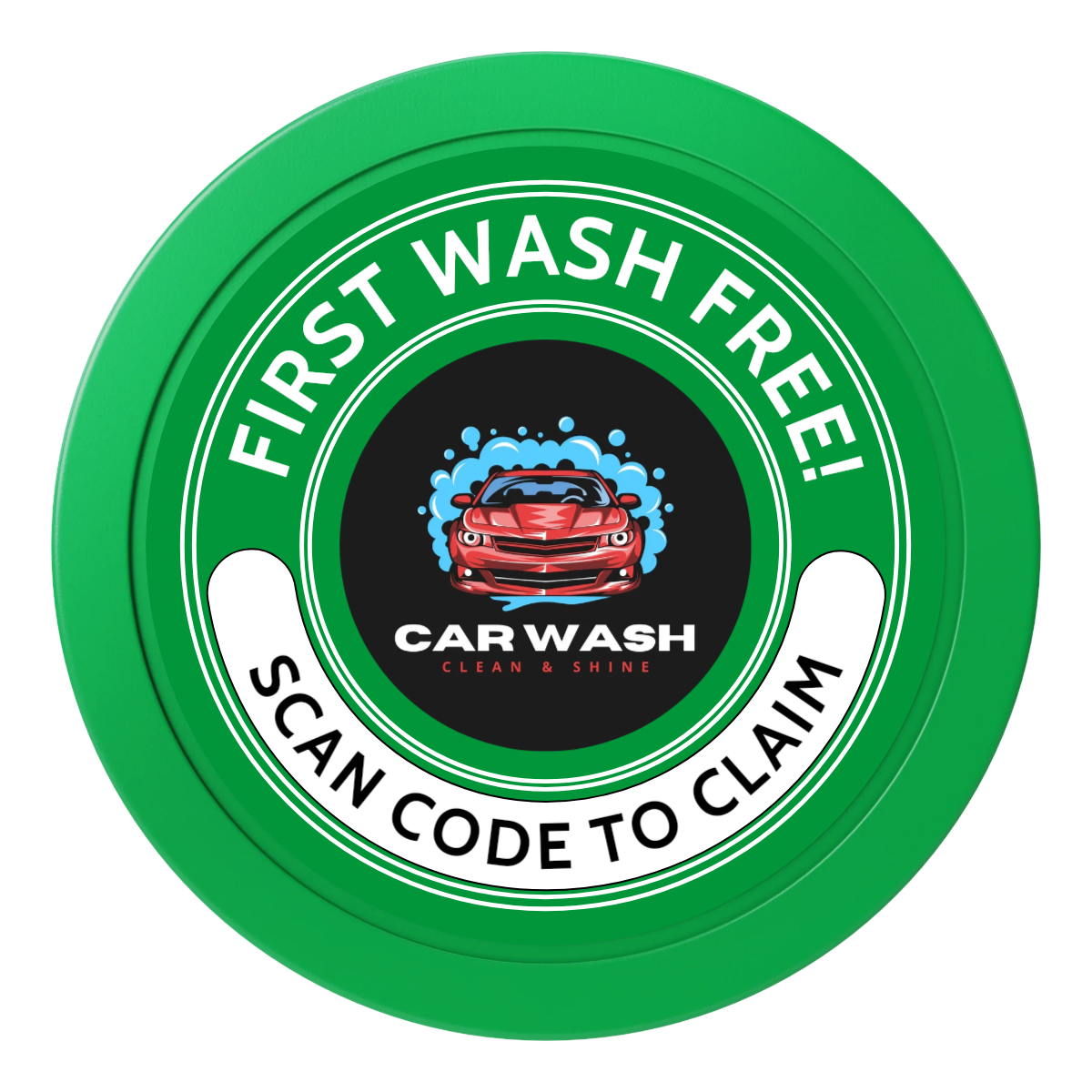 Car Wash Promotion 2" Oversized Poker Chip - Custom Dealer Button & Card Protector - Green - Front
