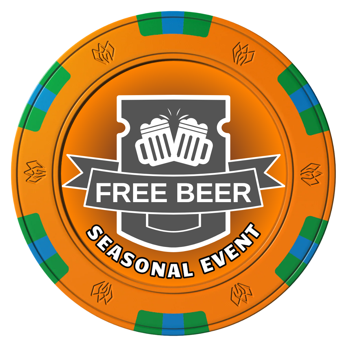 Craft Beer #001 Clay Poker Chips - Orange / 6 Spot Gem / 40mm - Front
