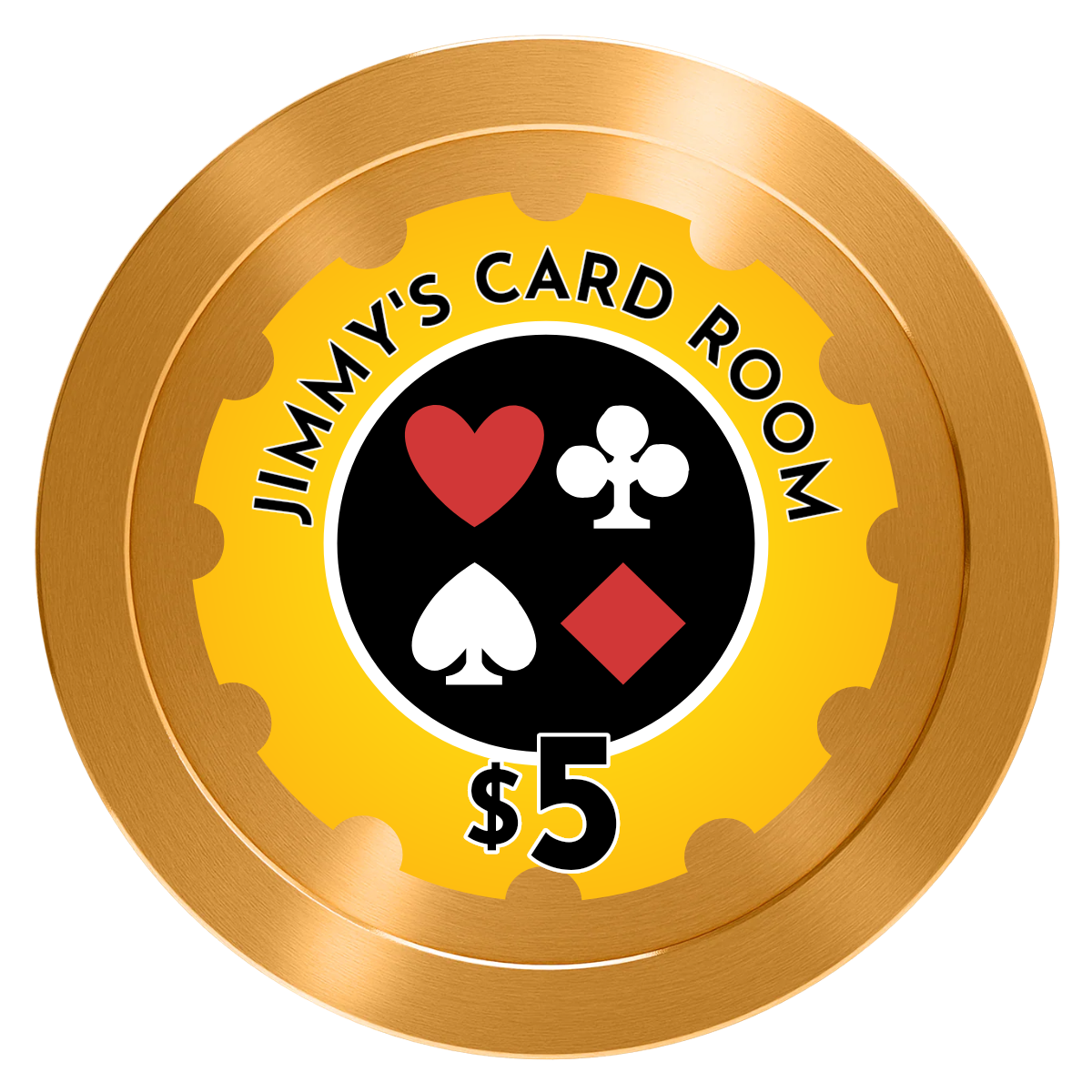 Your Four Suits Aluminum Poker Chips - Gold - Front