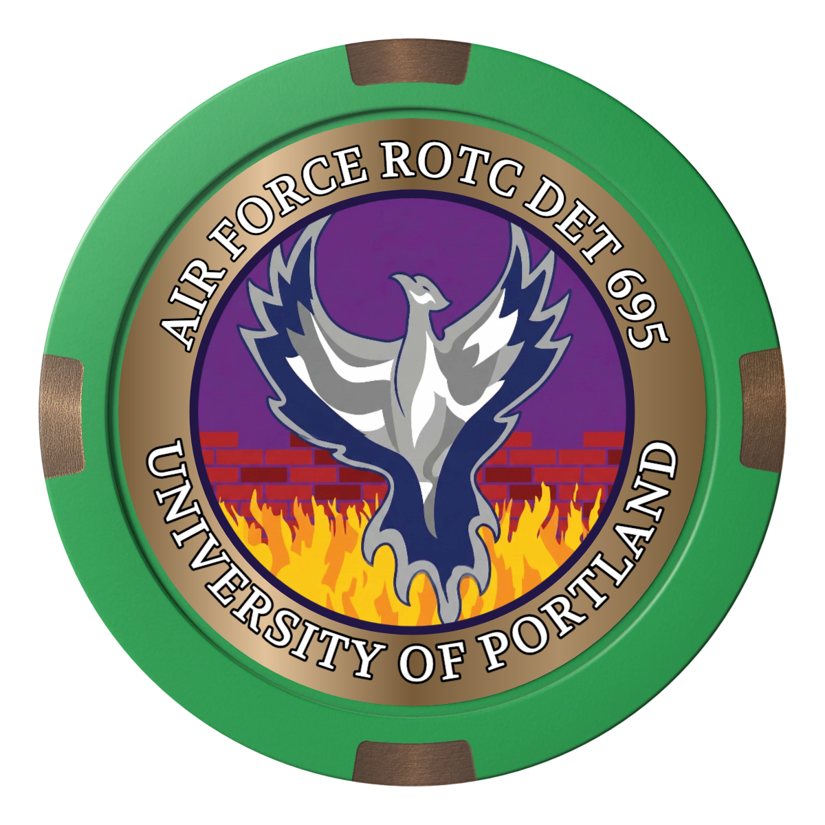 Air Force ROTC Det 695 Composite & Metal Hybrid Poker Chips - Green - Front