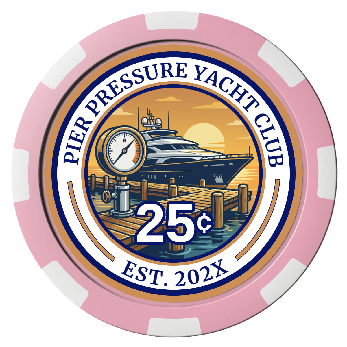 Anchor Down Card Room Composite Poker Chips - Pink / 8 Spot - Front