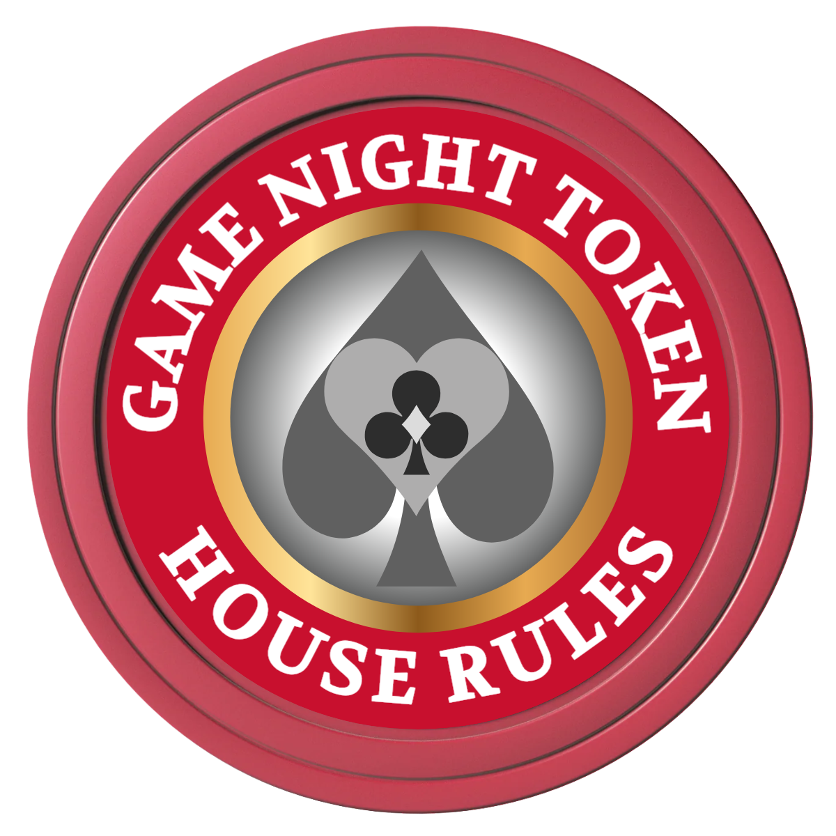 Stacked Suits Composite Poker Chips - Red / Solid - Front