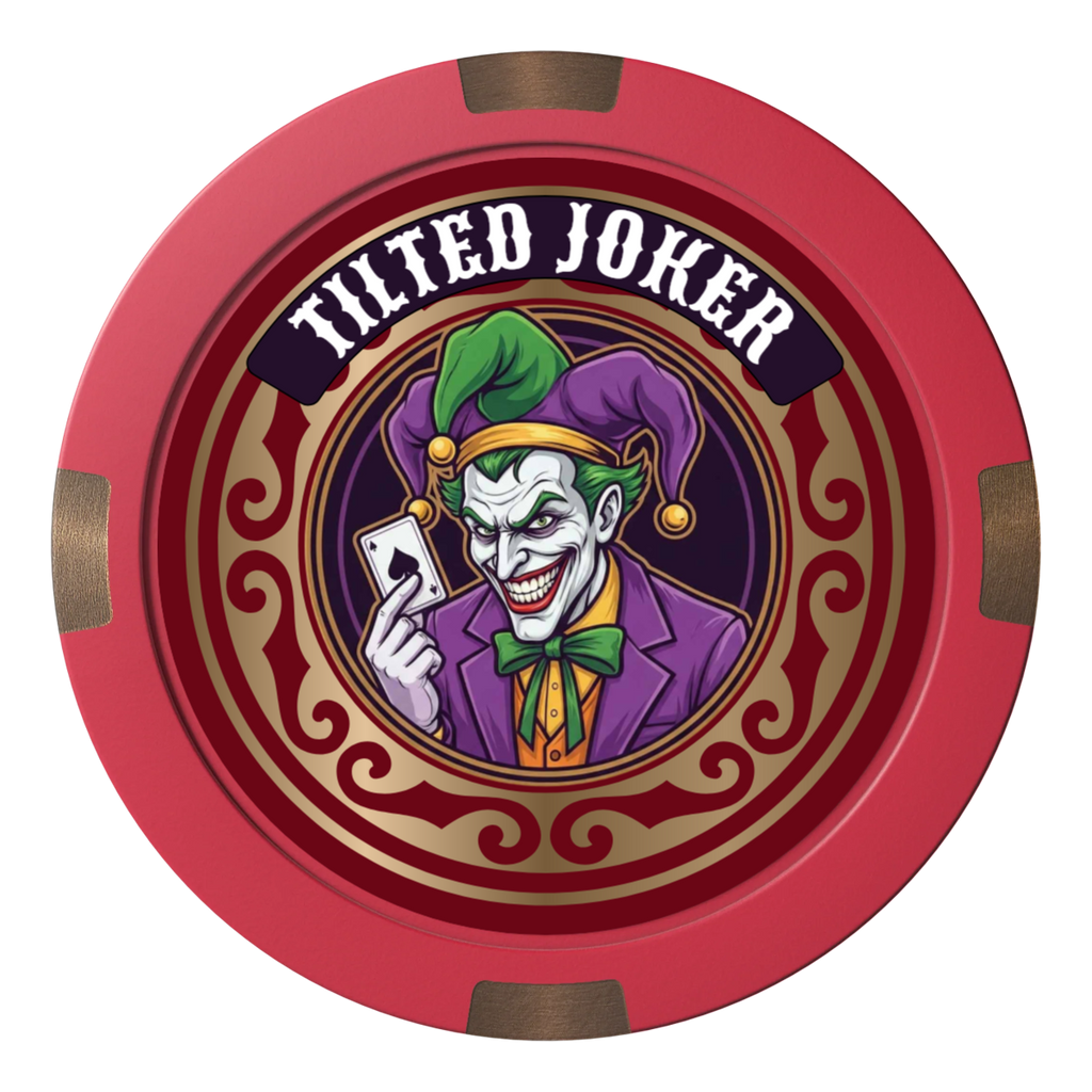 Tilted Joker Composite & Metal Hybrid Poker Card Protectors - Red - Back