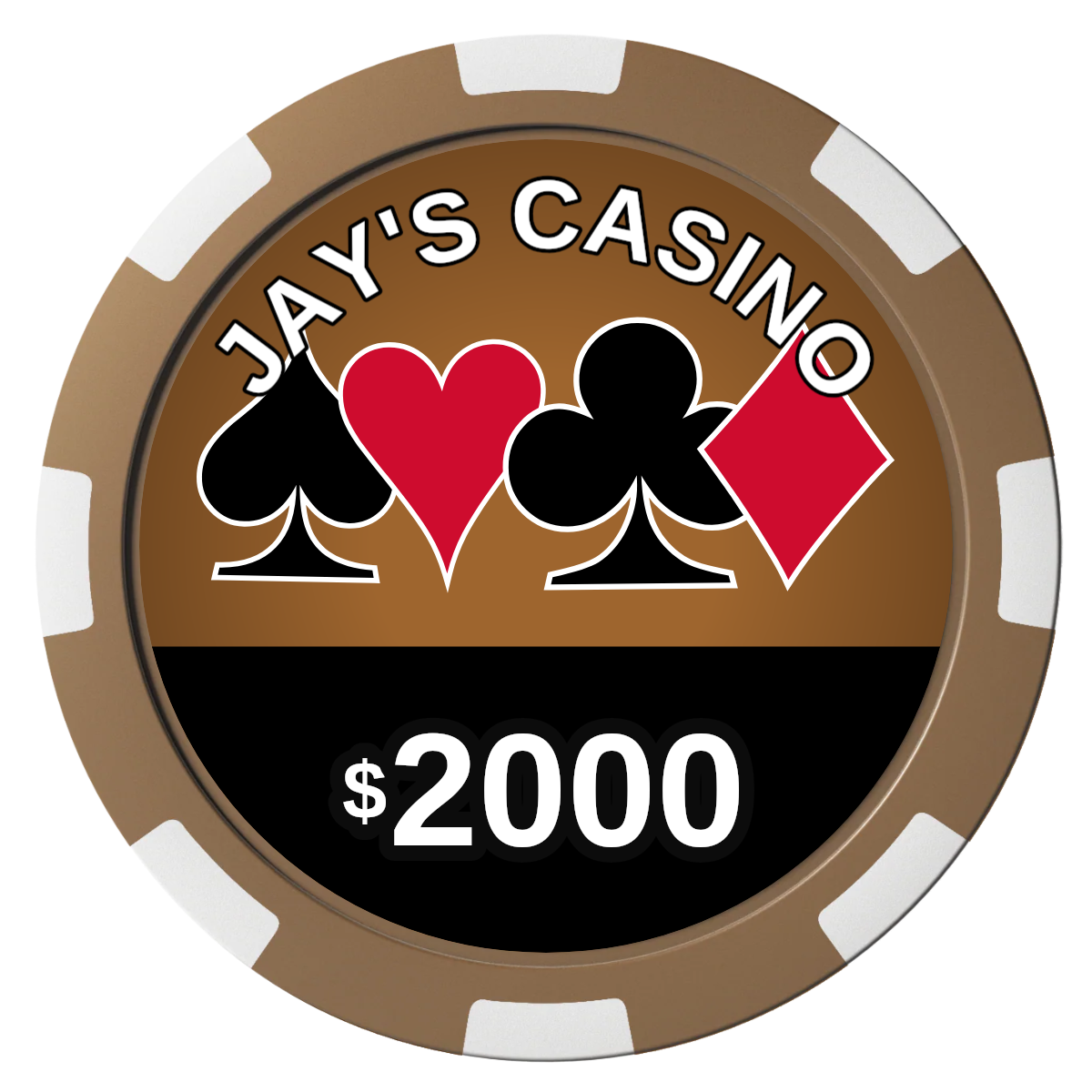 Jay's Casino Composite Poker Chips - Brown / 8 Spot - Front