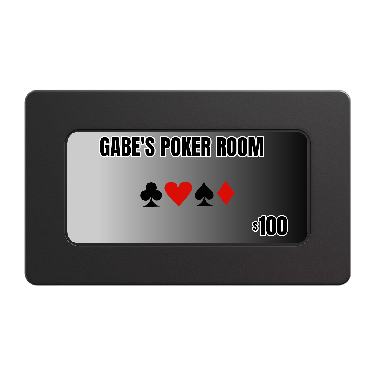 Gabe's Poker Room Rectangular Poker Chip Plaques - Black - Back