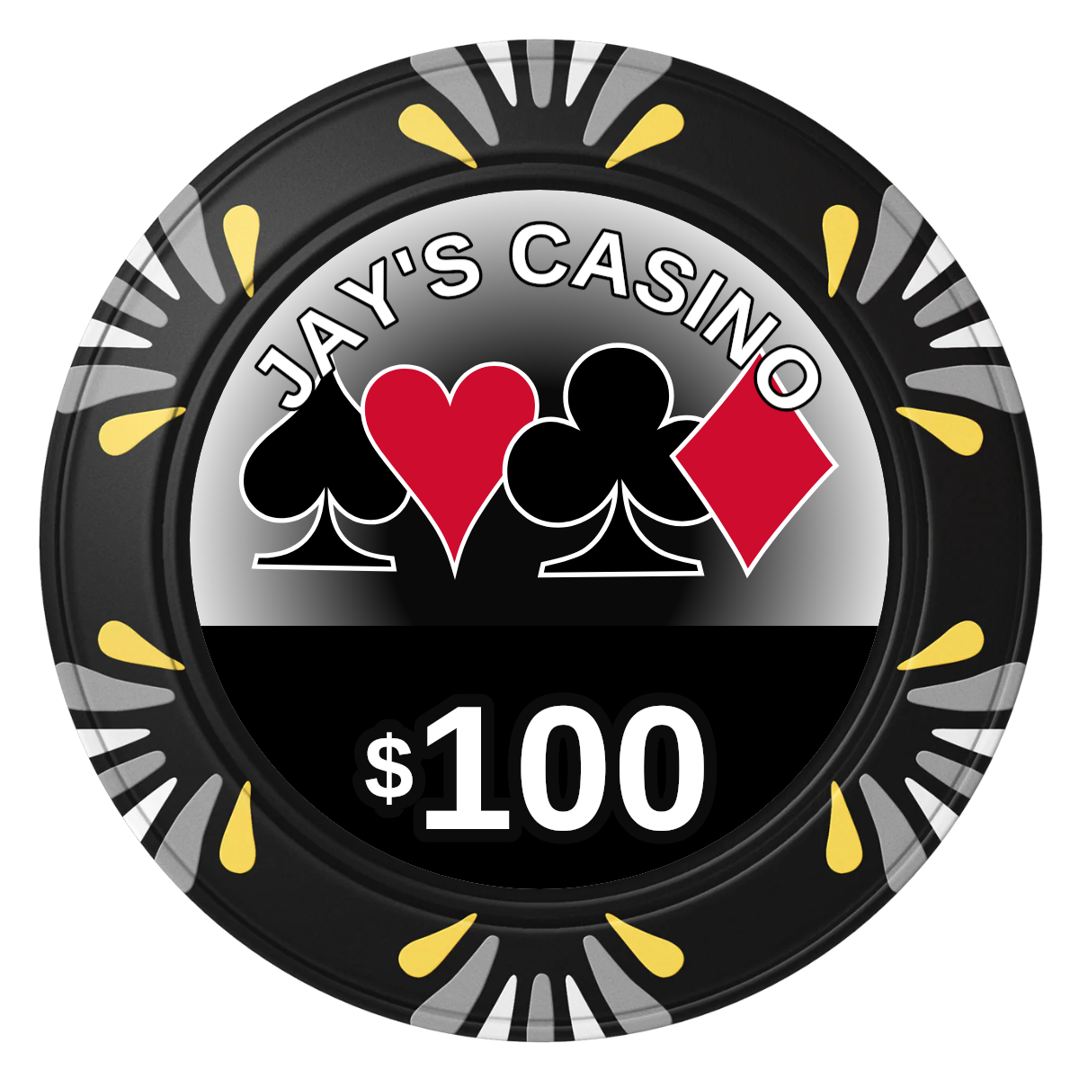 Jay's Casino Clay Poker Chips - Black / Macau / 40mm - Front