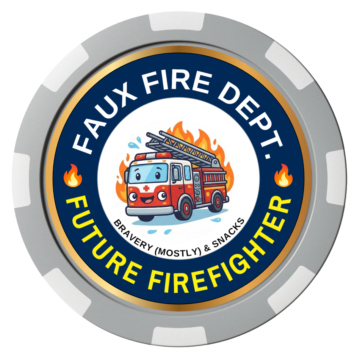 Future Firefighter Composite Poker Chips - Gray / 8 Spot - Front