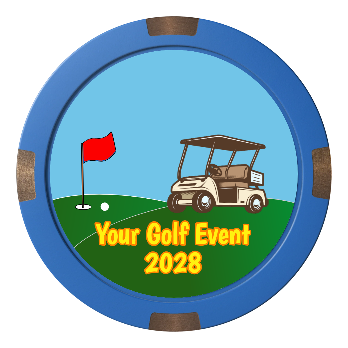 Going Golfing Today Composite & Metal Hybrid Poker Chips - Blue - Front
