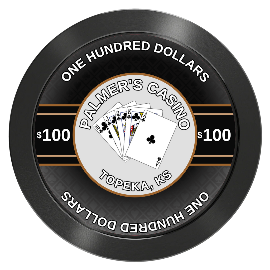 Palmer's Casino Aluminum Poker Chips - Black - Front