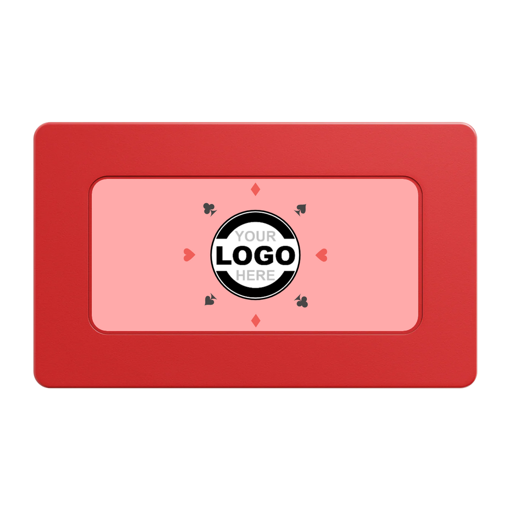 Suit 8 Your Logo Rectangular Poker Chip Plaques - Red - Front