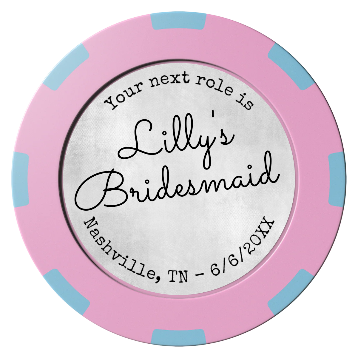 Be My Bridesmaid Simple Clay Poker Chips - Pink / 8 Spot (2 Tone) / 40mm - Front