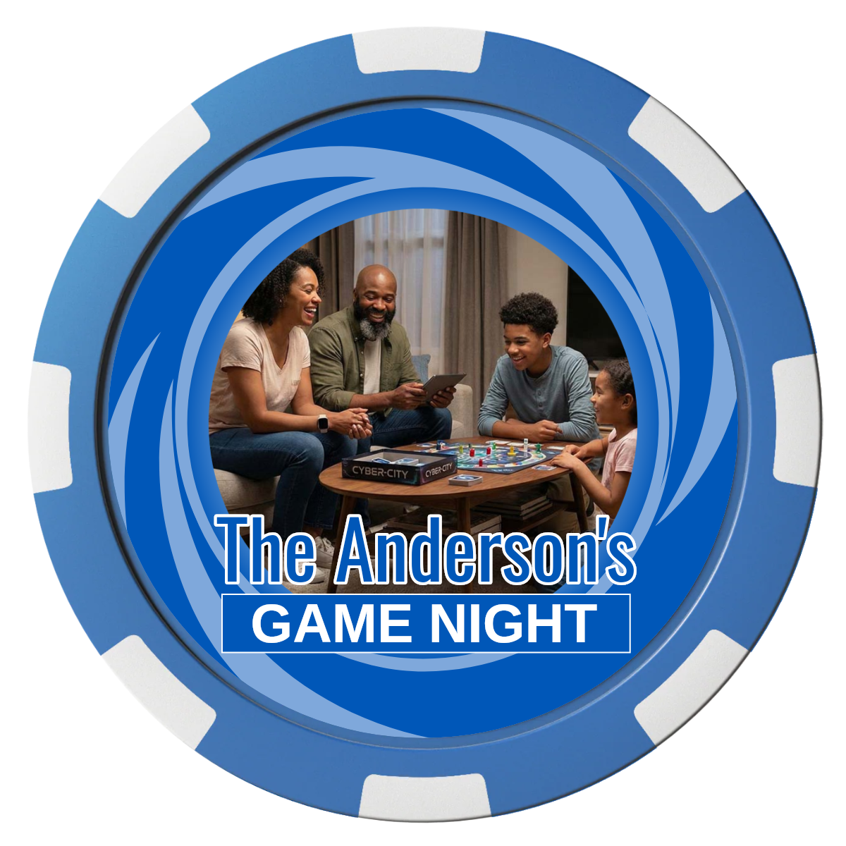 Anderson's Game Night Composite Poker Chips - Blue / 8 Spot - Front