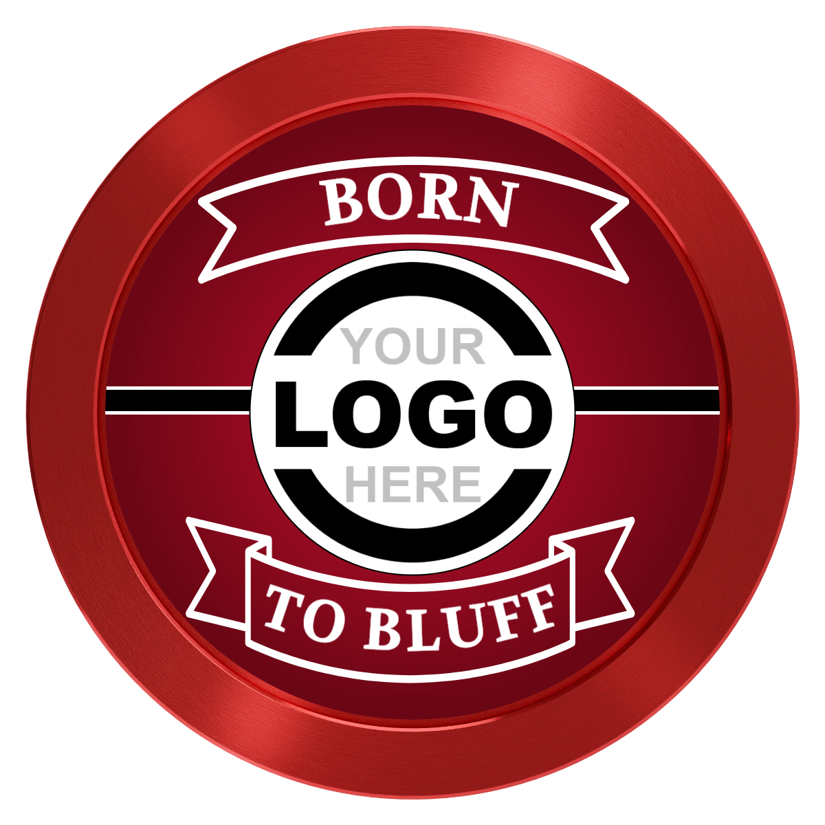 Double Banner Aluminum Poker Card Guards - Red - Front