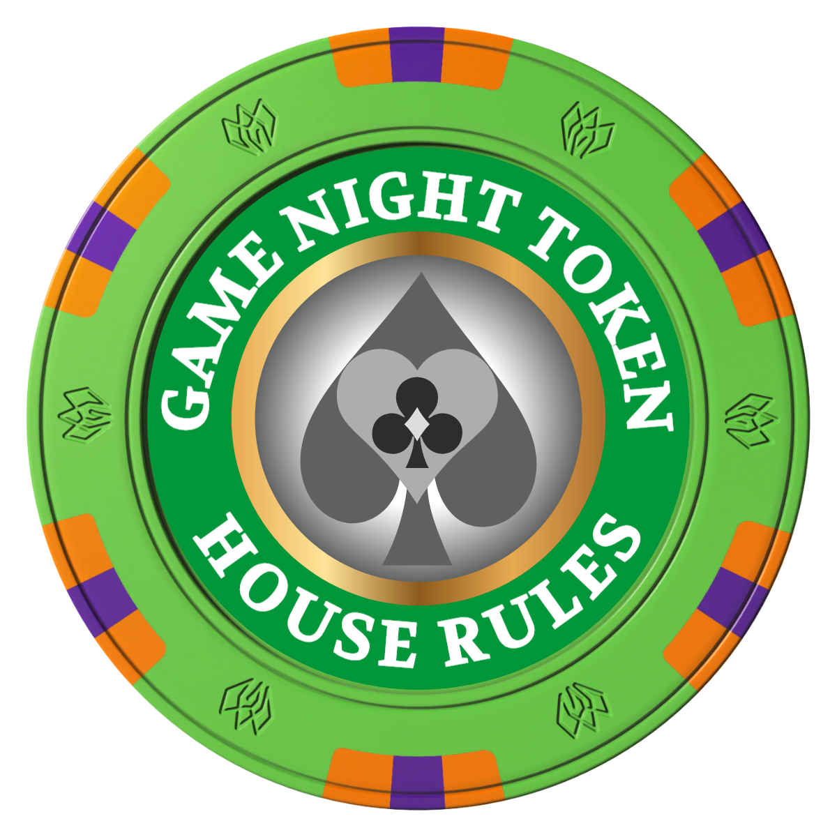 Stacked Suits Clay Poker Chips - Green / 6 Spot Gem / 43mm - Front