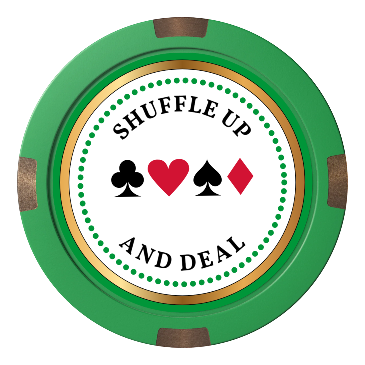 Fours Suits Club Composite & Metal Hybrid Poker Card Protectors - Green - Front