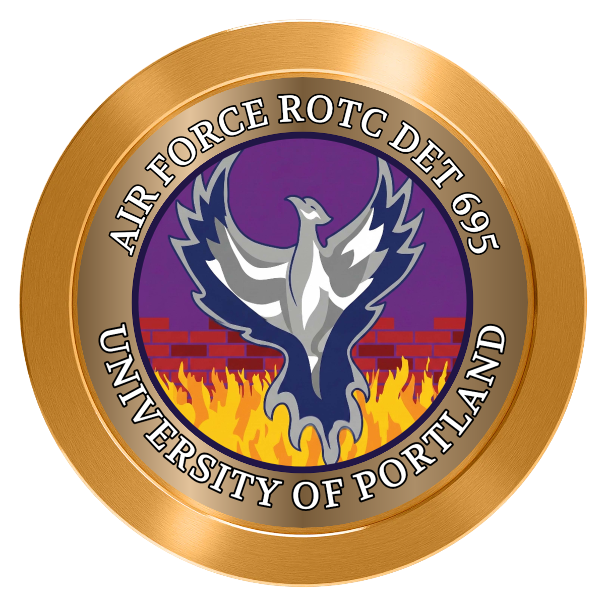 Air Force ROTC Det 695 Aluminum Poker Chips - Gold - Front