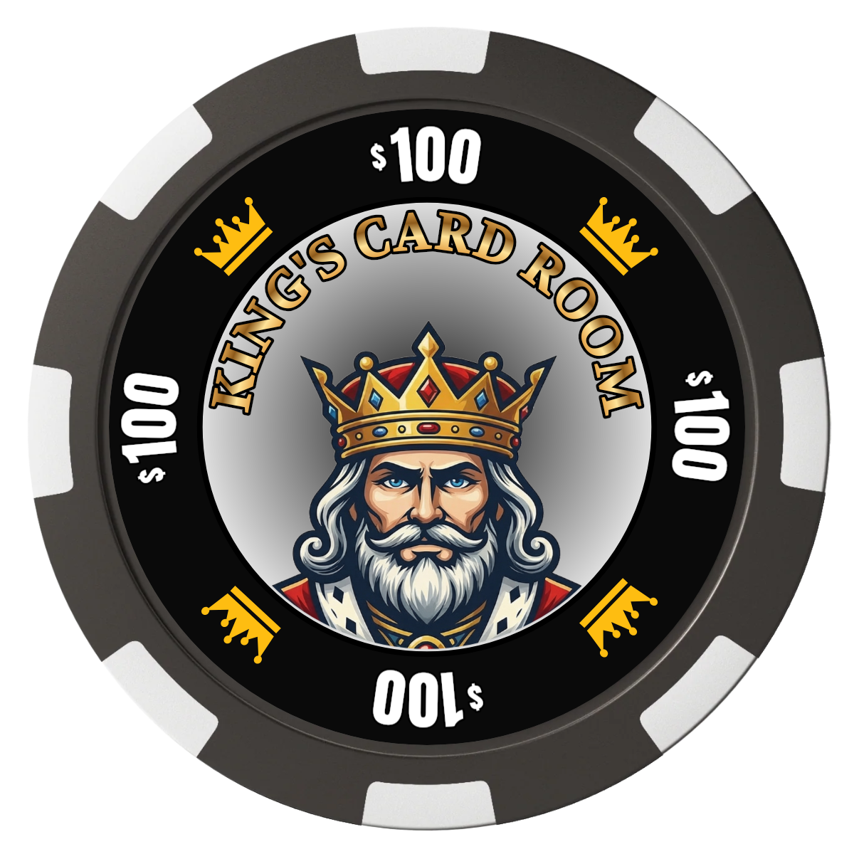 Kings Magnetic Composite Poker Chips - Black / 8 Spot - Front